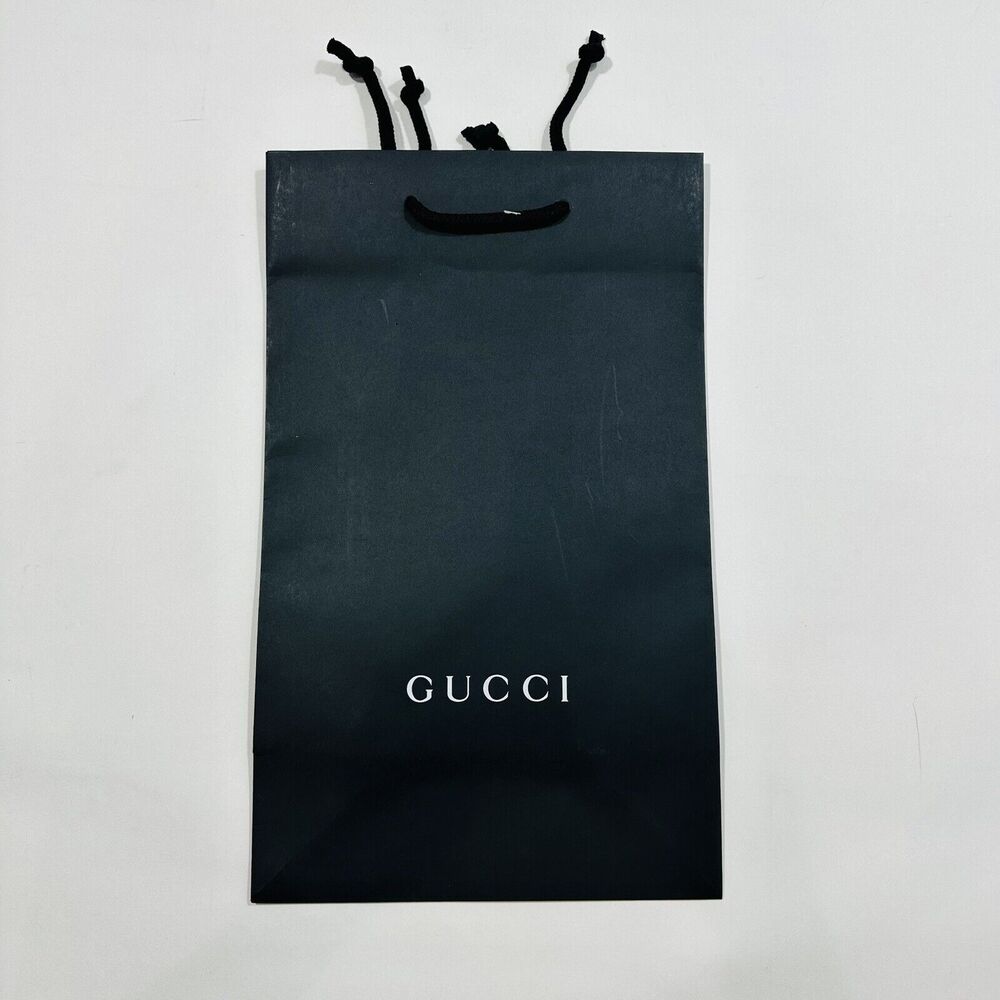 Gucci 15”X9”X5.5” Authentic Black Shopping Paper Bag Gift Tote Medium